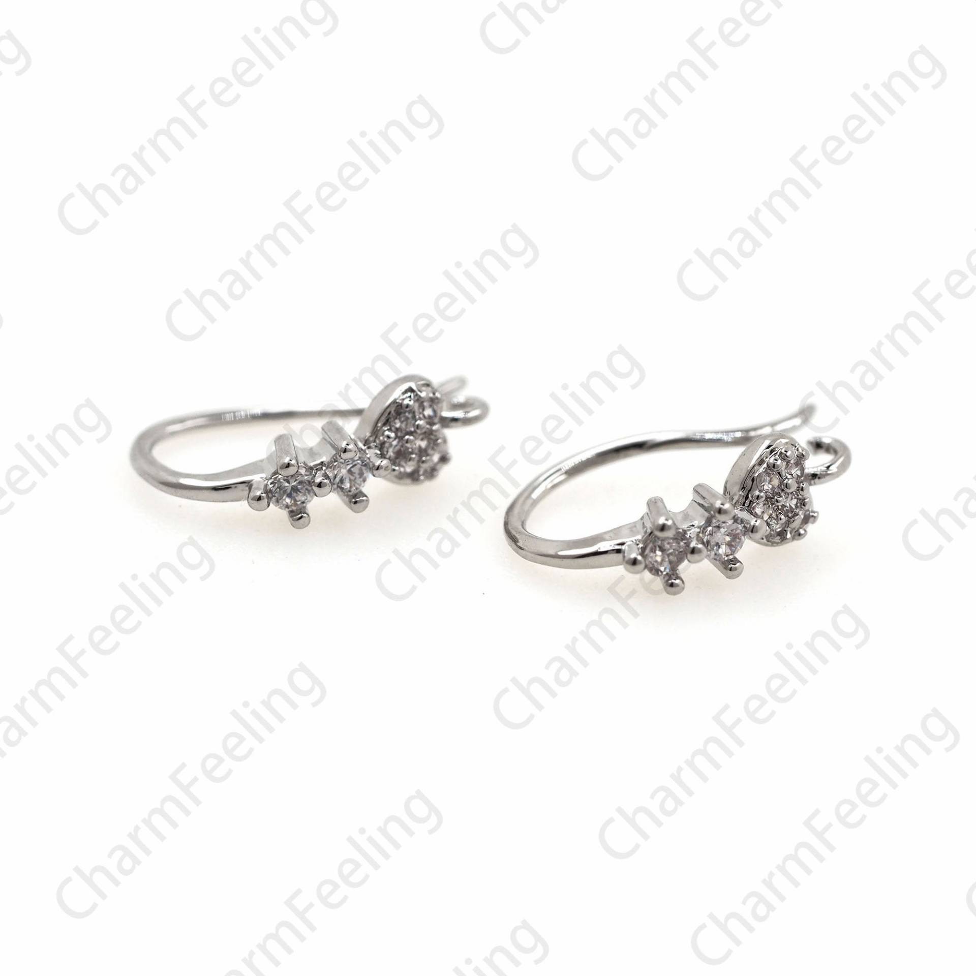 Herz Silber Ohrringe, Einfache Herz-Förmige Ohrringe, Mikropave Zirkonia Ohrringe, Passend Für Jubiläumsgeschenke 9x14mm 1 Paar von CharmFeeling