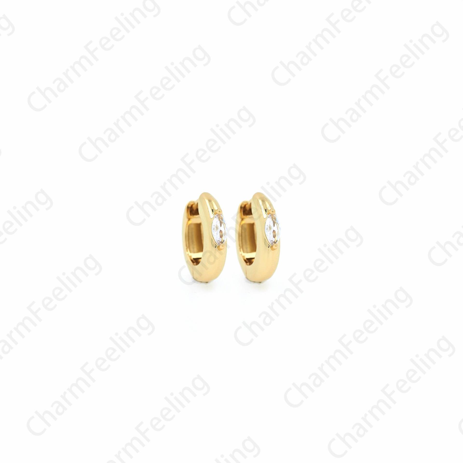 Knorpel Ohrringe, 18K Gold Filled Runde Ohrringe, Hohle Ohrringe, Micropave Cz Ohrring Charm, Diy Schmuck Zubehör 17, 5x15x4mm von CharmFeeling