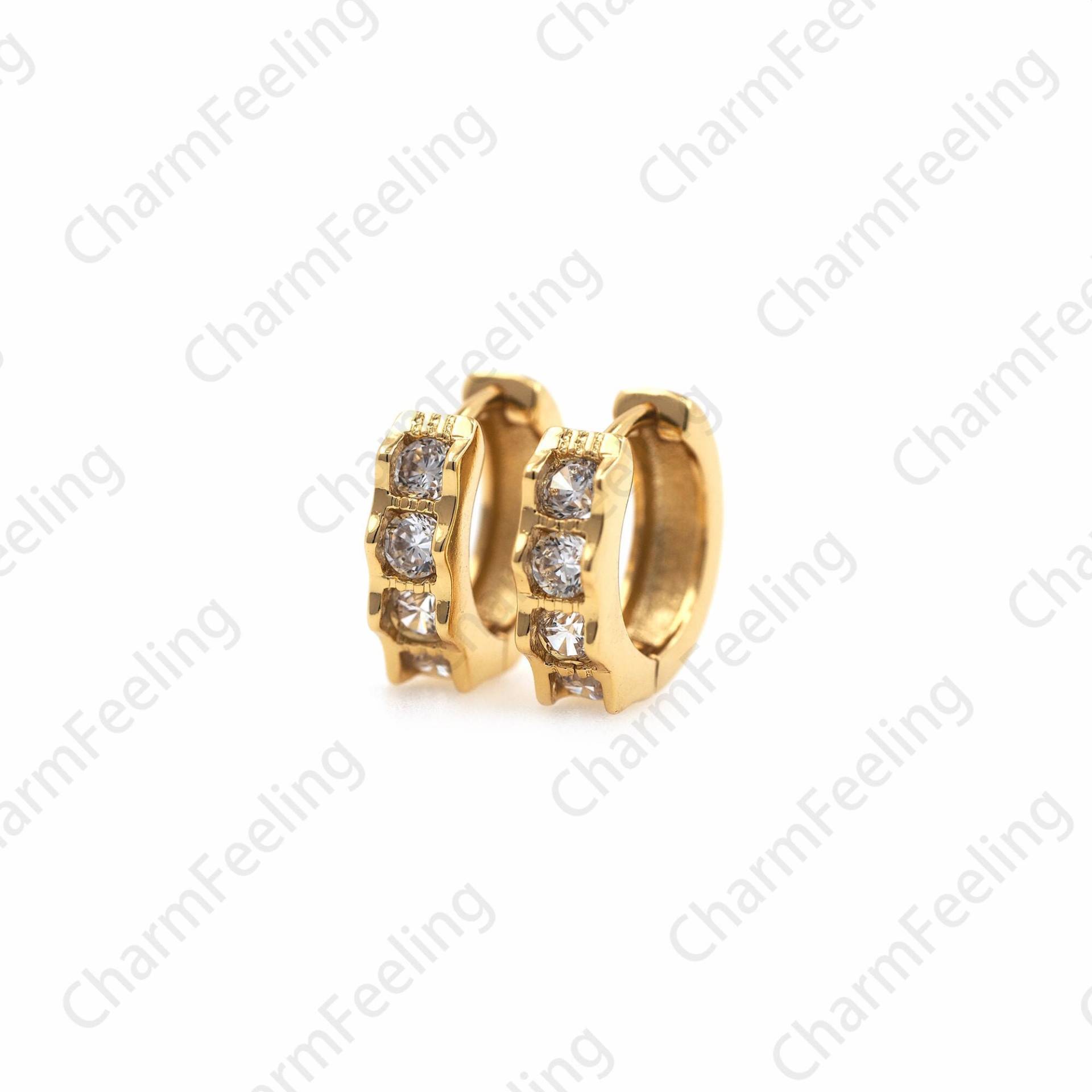 Micropavé Cz Diamant Ohrringe, 18K Gold Filled Schlichte Runde Anhänger, Hohle Diy Zubehör 15x13x4mm von CharmFeeling