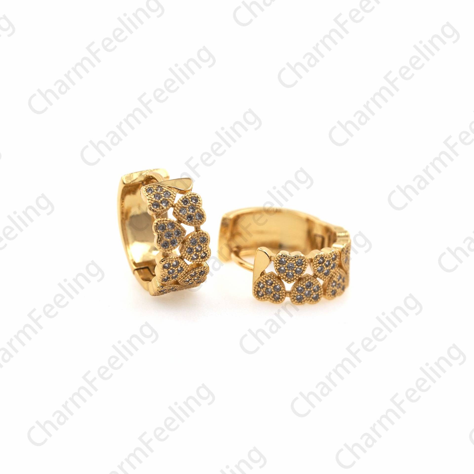 Micropavé Cz Diamant Ohrringe, 18K Gold Filled Schlichte Runde Anhänger, Hohle Diy Zubehör 17x18x7mm 1 Paar von CharmFeeling