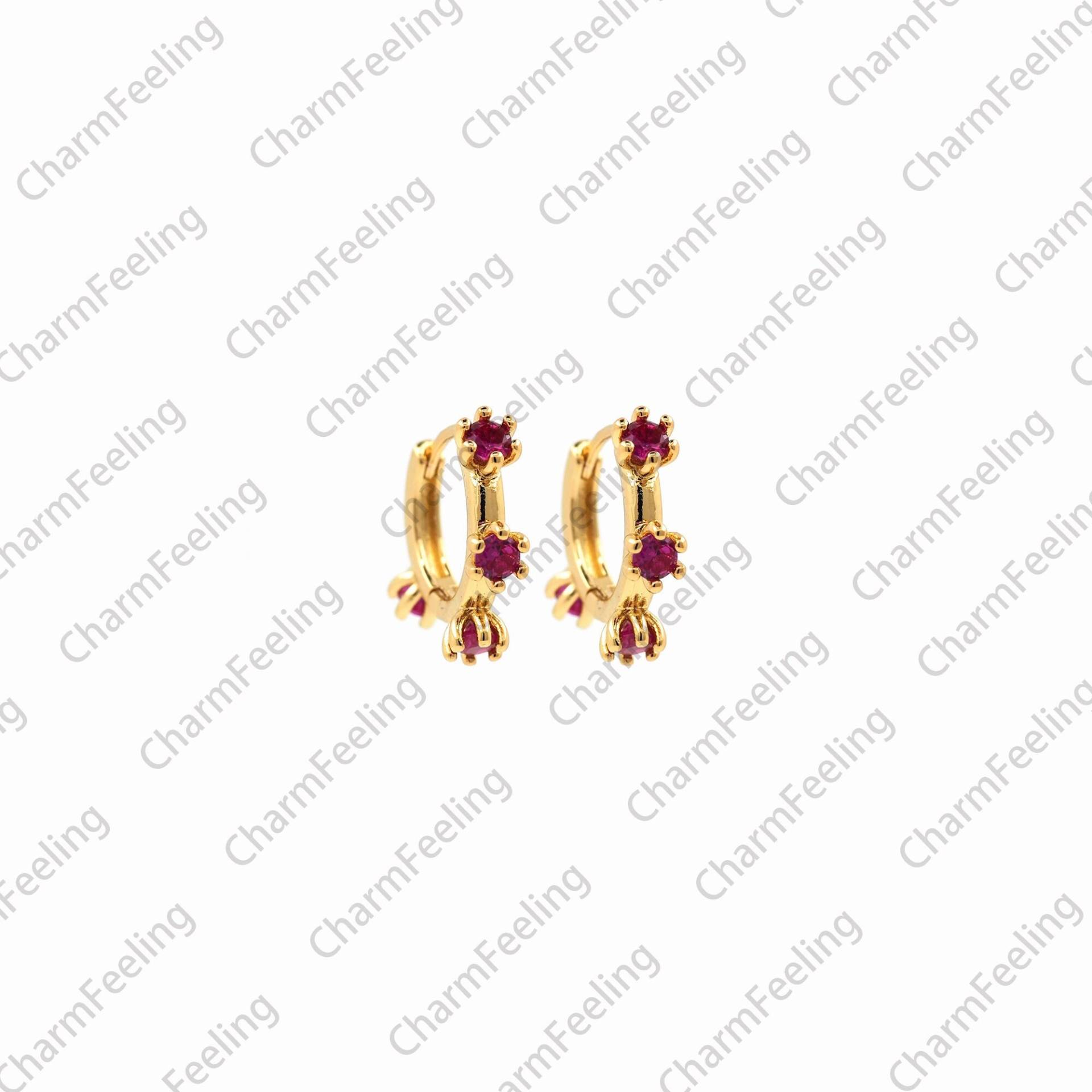 Micropavé Cz Gold Ohrringe, 18K Filled Runde Hohle Ohrring Anhänger, Diy Schmuckzubehör, 15x18x4mm von CharmFeeling