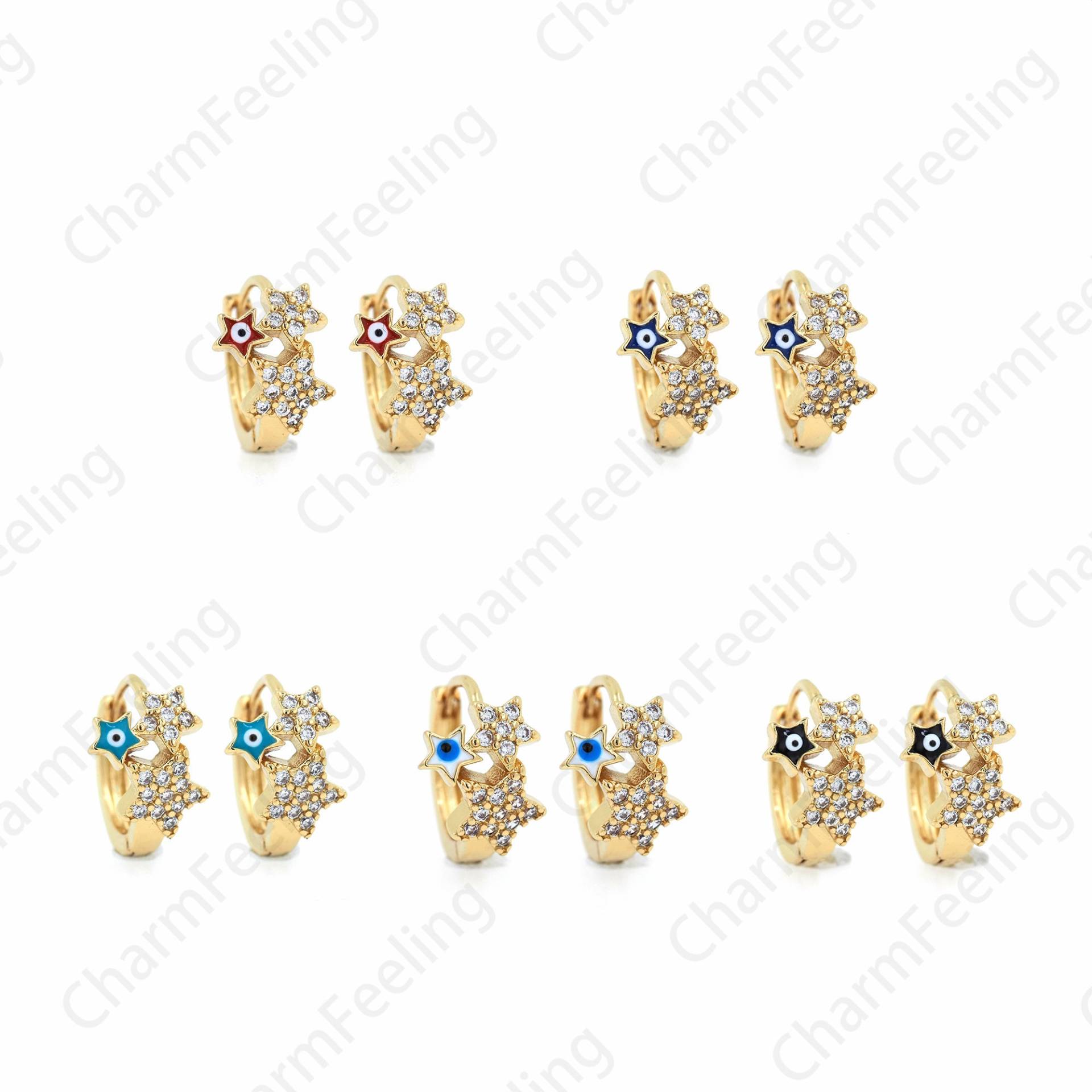 Polaris Charm Emaille Ohrringe, Stern Stern Ohrringe, 18K Gold Filled Ohrringe Dnamel Charm9x13x15mm von CharmFeeling