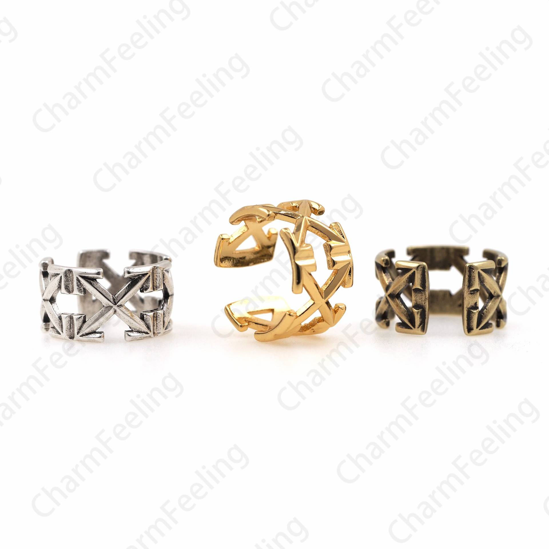 Punk-Ring, 18K Gold Gefüllt Hohl X Ring, Verstellbare Mode Persönlichkeit Chunky Senden Sie Ihr Geschenk 1Pcs von CharmFeeling