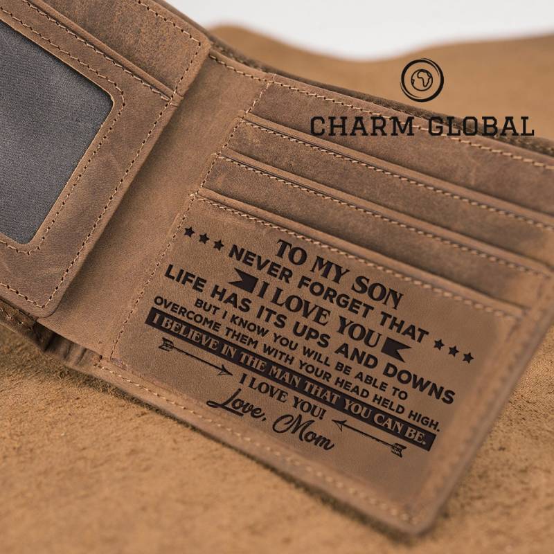 Gravierte Brieftasche Für Sohn, Mann Brieftasche, Leder Mann, Personalisierte Weihnachtsgeschenk, Geschenk Sohn W19 von CharmGlobal