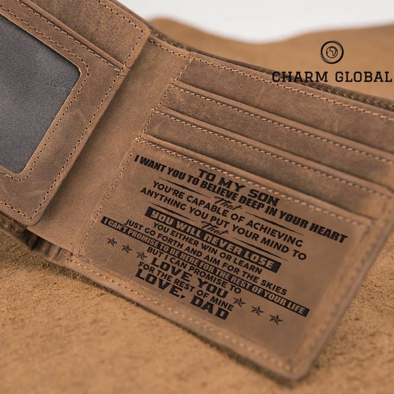 Gravierte Geldbörse Für Sohn-Leder Geldbörse-Personalisierte Sohn-Geldbörse-Herren Geldbörse-Weihnachtsgeschenk-Geschenk Sohn W45 von CharmGlobal