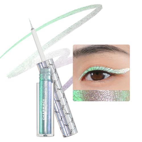 CHARMACY Chamäleon Liquid Glitter Eyeliner – hochpigmentiert, metallisch intensiv verschiebend, wasserfest, ultrafeine Spitze, langlebig, wischfest (#307) von Charmacy