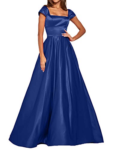 Charmant Braut Festliche Kleider Jugendweihe Kleider Abendkleider Lang Ballkleider Fuer Hochzeit A-Linie Kleider Satin -54-Royal Blau von CHARMANT BRAUT