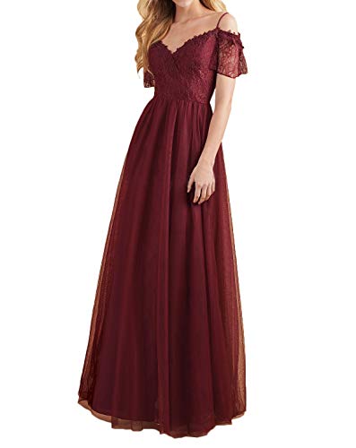 CHARMANT BRAUT Kurzarm Spitze Damen Abendkleider Jugendweihe Kleider Fuer Teenager Ballkleider Fuer Hochzeits-38-Bordeaux von CHARMANT BRAUT