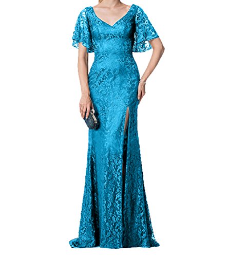 Charmant Damen Elegant Spitze Kurzarm Abendkleider Brautmutterkleider Partykleider Festlichkleider Figurbetont Lang -38 Blau von Charmant Braut