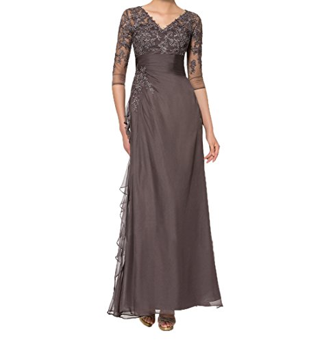 Charmant Damen Spitze Etuikleider Abendkleider Brautmutterkleider Partykleider Promkleider Mit 3/4 Langarm-40 Dunkel Grau von Charmant Braut