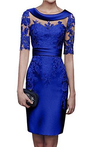 Charmant Damen 2018 Champagner Satin Abendkleider Partykleider Ballkleider Langarm Knielang Festlich Kleider -38 Royal Blau von CHARMANT BRAUT