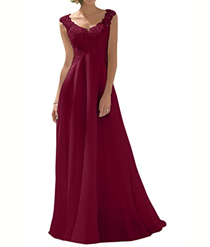 Charmant Damen 2018 Weinrot Spitze Hochzeitskleider Brautkleider Brautmode Abendkleider Lang Chiffon Rock-32 Weinrot von Charmant Damen