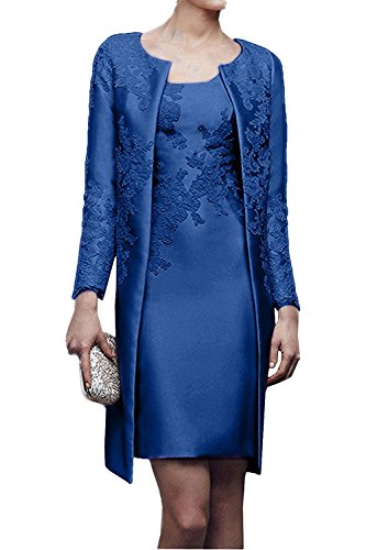 Charmant Damen 2019 Neu Dunkel Royal Blau Satin Abendkleider Partykleider Ballkleider mit lang Bolero Knie-lang -38 Dunkel Royal Blau von Charmant Damen