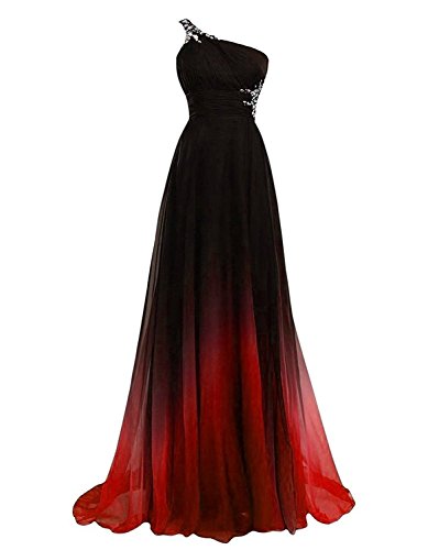 Charmant Damen 2020 Neu Dunkel Blau EIN-Schulter Abendkleider Ballkleider Sommer mit glaenzende Steine -40 Rot von CHARMANT BRAUT