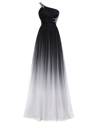 Charmant Damen 2020 Neu Dunkel Blau EIN-Schulter Abendkleider Ballkleider Sommer mit glaenzende Steine -44 Weiss von Charmant Damen