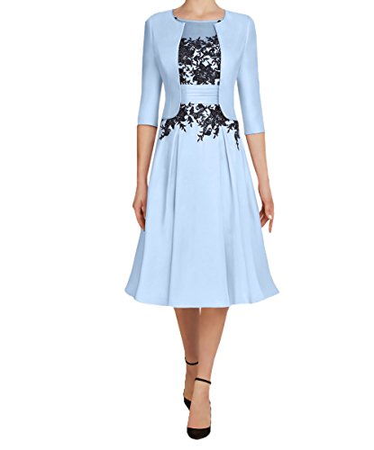Charmant Damen 2020 Neu Knielang Kurzes Brautmutterkleider Abendkleider Partykleider mit 3/4 Langarm Bolero Festlichkleider-46 Himml Blau von Charmant Damen