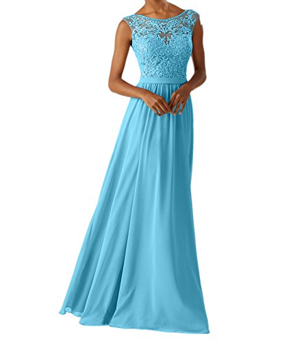 Charmant Damen Blau Chiffon Hundkragen Abendkleider Partykleider Promkleider Brautjungfernkleider Lang-44 Blau von Charmant Damen