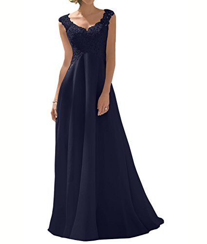 Charmant Damen Damen 2018 Navy Blau Spitze Hochzeitskleider Brautkleider Brautmode Abendkleider Lang Chiffon Rock-40 Navy Blau von Charmant Damen