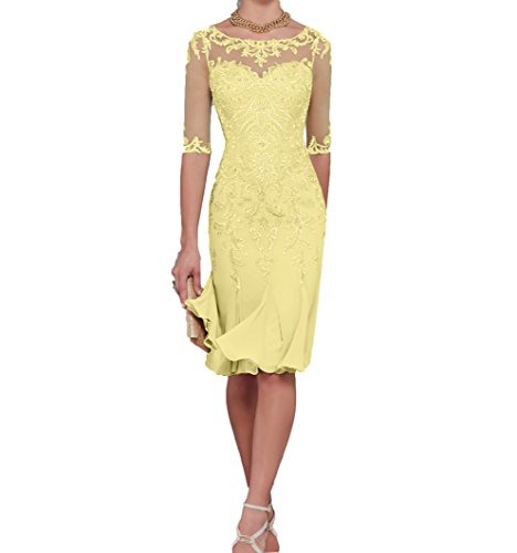 Charmant Damen Damen Gelb Spitze Abendkleider Etuikleider Brautmutterkleider Trumpet Chiffon Rock-36 Gelb von Charmant Damen