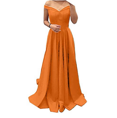 Charmant Damen Damen Orange Einfach V-Ausschnitt Abendkleider Abschlussballkleider Partykleider Promkleider Lang A-Linie Rock-50 Orange von Charmant Damen
