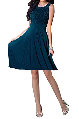 Charmant Damen Herrlich Chiffon Abendkleider Partykleider Abschlussballkleider Knielang Kurz Jugendweihe Kleider -36 Dunkel Blau von Charmant Damen