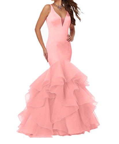 Charmant Damen Lang Meerjungfrau Abendkleider Ballkleider Abschlussballkleider Promkleider Figurbetont Luxurioes -40 Pfirsisch von Charmant Damen