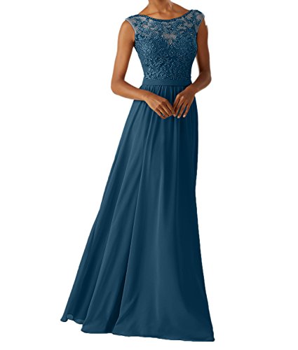 Charmant Damen Navy Blau Chiffon Hundkragen Abendkleider Partykleider Promkleider Brautjungfernkleider Lang-40 Navy Blau von Charmant Damen