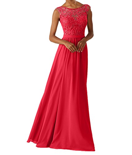 Charmant Damen Rot Chiffon Hundkragen Abendkleider Partykleider Promkleider Brautjungfernkleider Lang-32 Rot von Charmant Damen