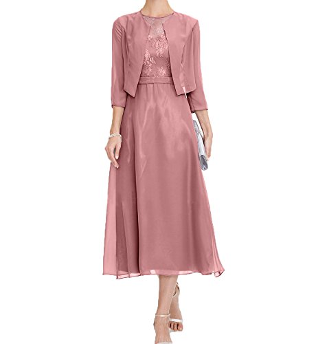 Charmant Damen Wadenlang Abendkleider Mutterkleider Brautmutterkleider Jugendweihe Kleider Damen Festlichkleider -50 Rosa von Charmant Damen