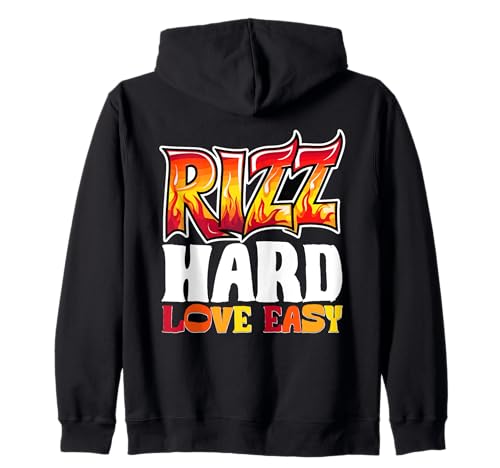 Rizz Hard Love Easy Viral Slang Meme Slang 90s Teens Kinder Kapuzenjacke von Charme Fähigkeiten Selbstvertrauen Humor Alpha