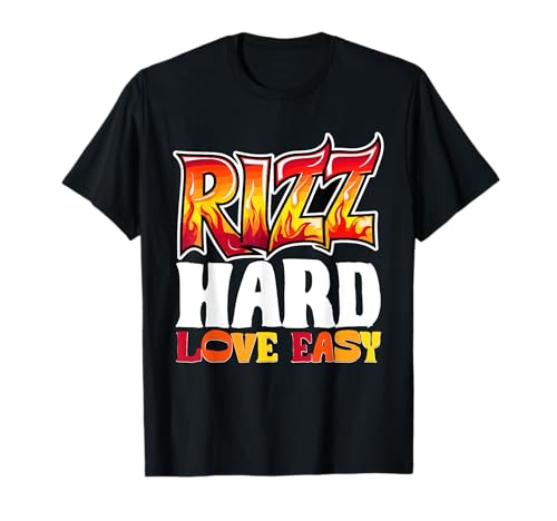 Rizz Hard Love Easy Viral Slang Meme Slang 90s Teens Kinder T-Shirt Rizz Hard Love Easy Viral Slang Meme Slang 90s Teens Kinder T-Shirt von Charme Fähigkeiten Selbstvertrauen Humor Alpha