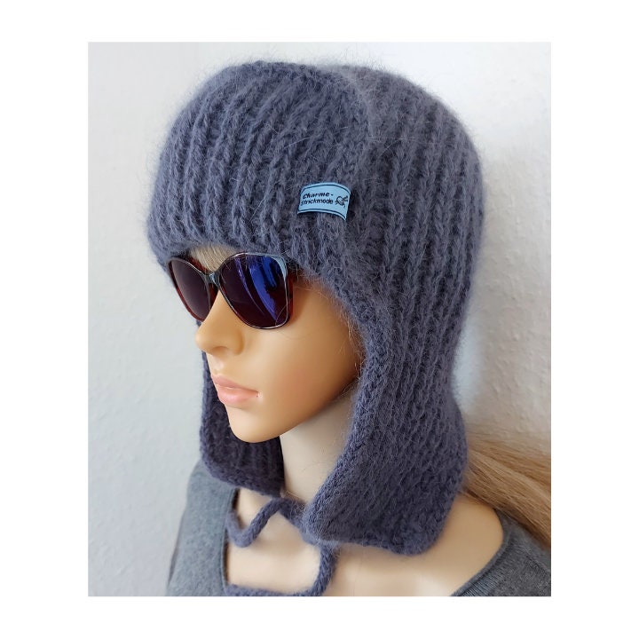 Hand Knitted Angora Aviator Hats, Hat With Ear Flaps, Beanie Knitted Wool Hat, Christmas Gifts, Gift von CharmeStrickmode