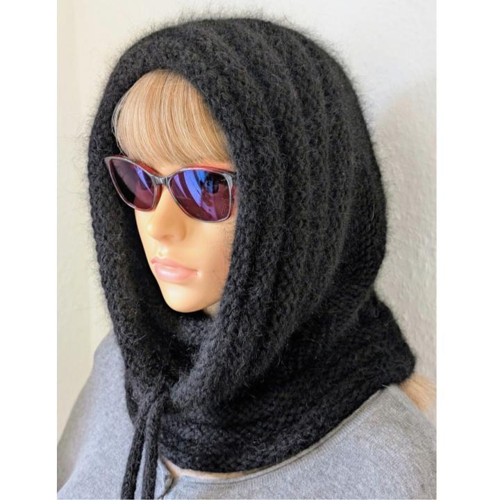 Hand Knitted Angora Hood With Ties, Womens Bonnet, Knitted Hood, Aviator Wool Hat, Gifts von CharmeStrickmode