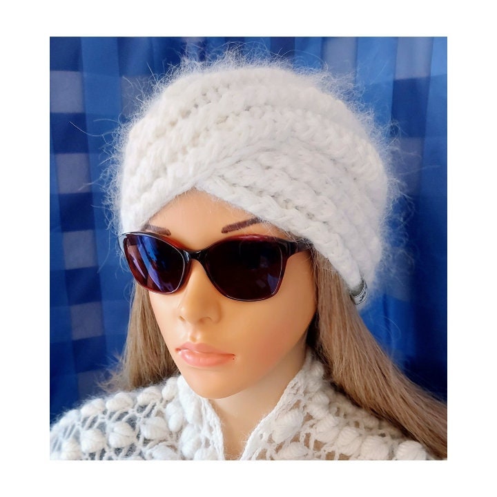 Hand Knitted Fluffy Angora Turban, Knitted Wool Hat, Hats, Beanie Gifts, Christmas Gifts von CharmeStrickmode