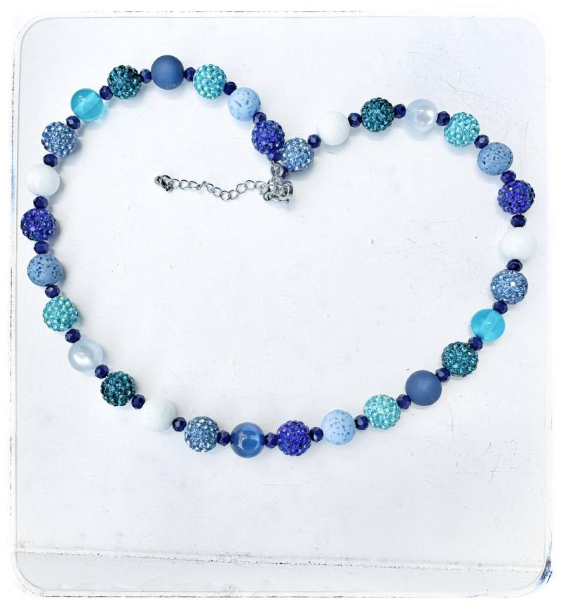 Kette Blau Türkis Mit Polaris Perlen, Meer Geht Immer von Charmecharmant