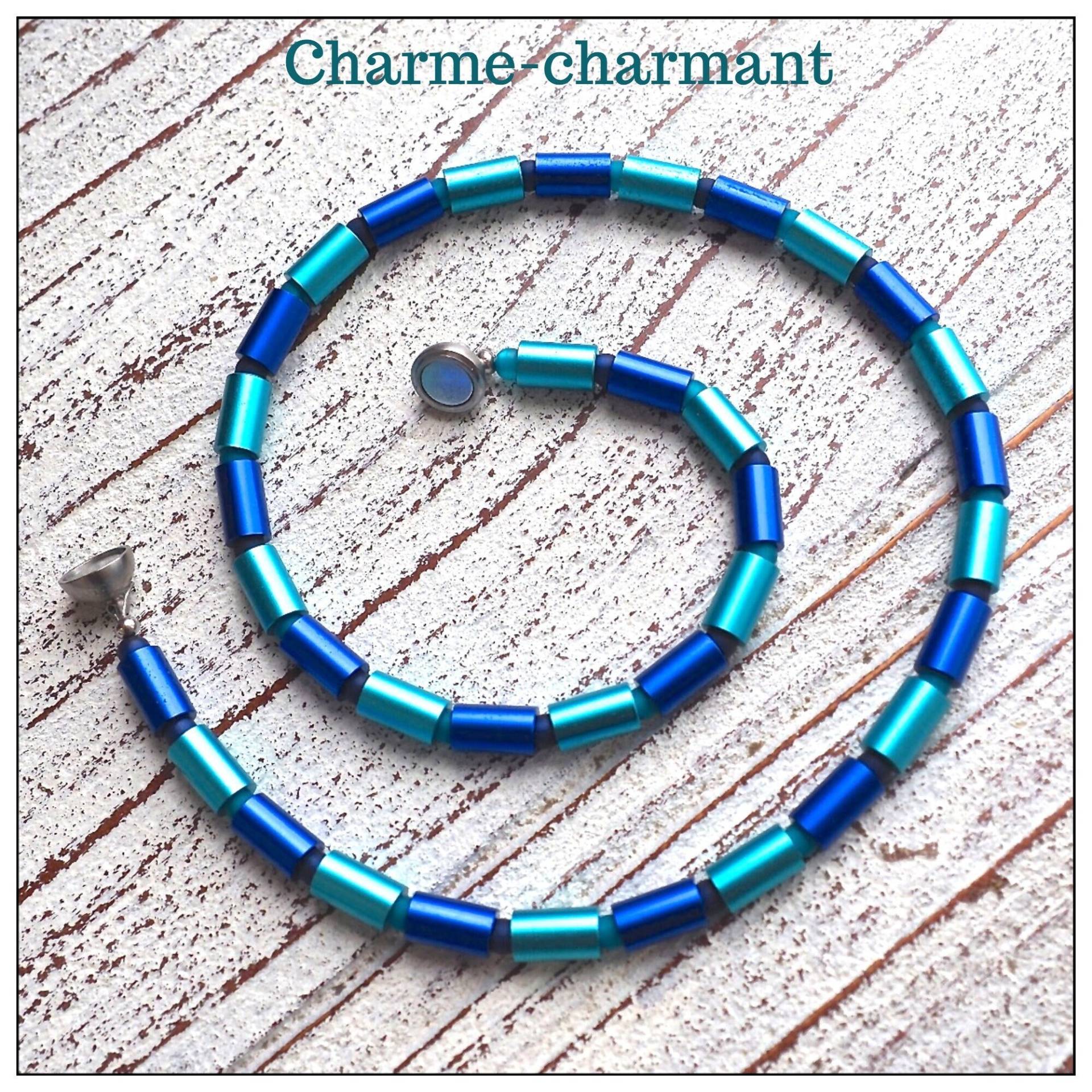 Kette Meer Mit Aluminium Röhren #245, Maritime Kette, Für Frauen, Handgefertigte Geschenk Freundin, Blau Türkis Kette Meer Mit Aluminium Röhren #245, Maritime Kette, Für Frauen, Handgefertigte Geschenk Freundin, Blau Türkis von Charmecharmant