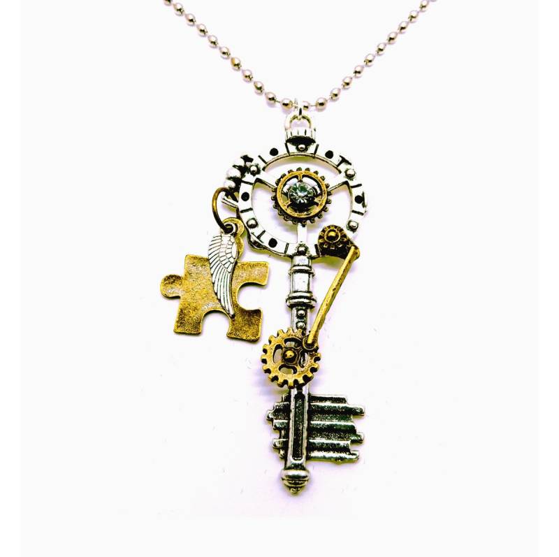 Autismus-Halskette, Autismus-Bewusstseinsschmuck, Autismus-Akzeptanz, Steampunk-Autismus-Halskette, Puzzle-Stück-Schmuck, Autismus-Halskette Autismus-Halskette, Autismus-Bewusstseinsschmuck, Autismus-Akzeptanz, Steampunk-Autismus-Halskette, Puzzle-Stück-Schmuck, Autismus-Halskette von CharmedByDragons