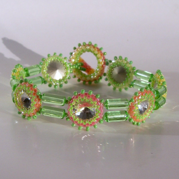 Bezeled Strass Armband - Grün Und Pastelle Bezeled Strass Armband - Grün Und Pastelle von CharmedGifts