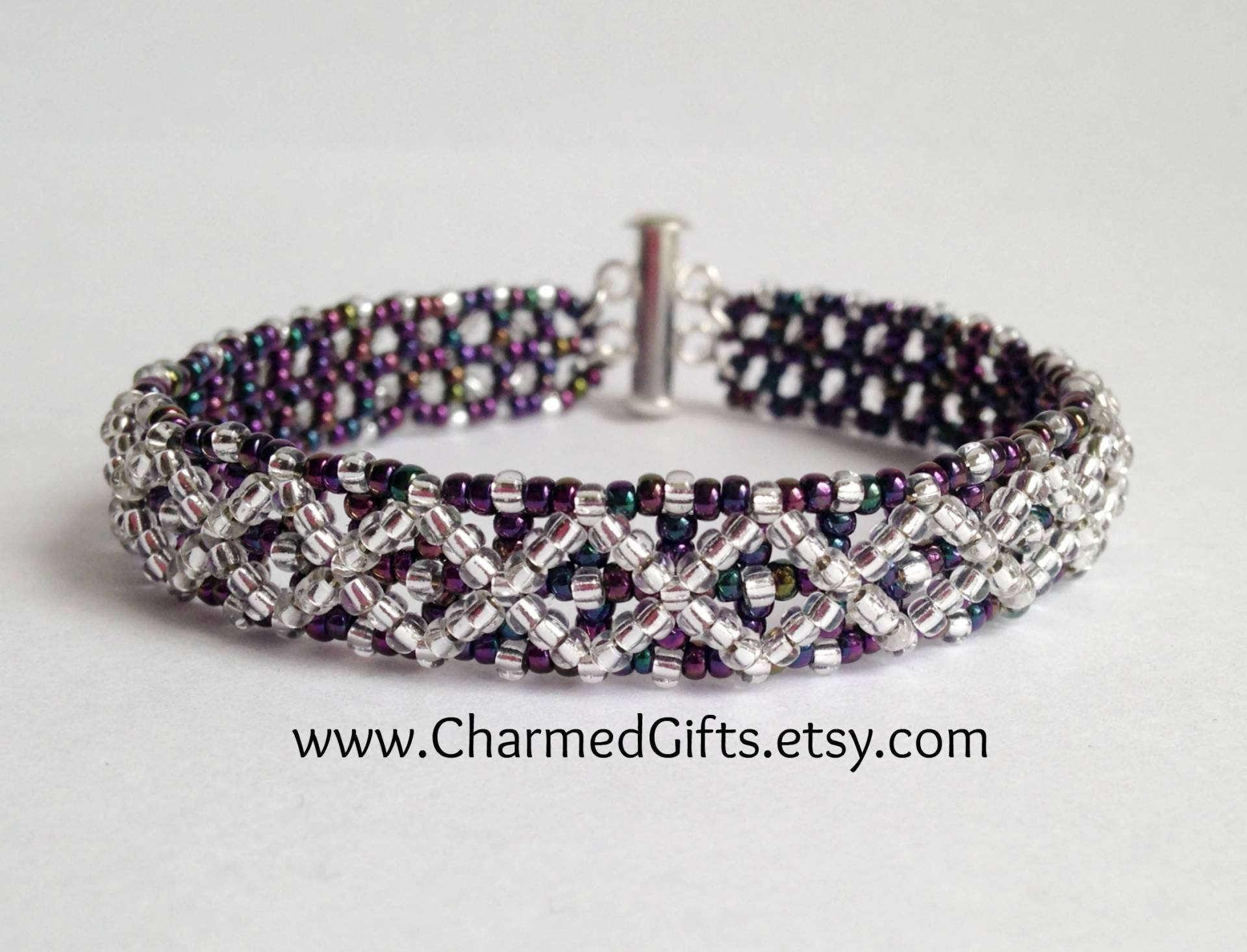 Diamanten Und Punkte Armband - Lila Silber von CharmedGifts