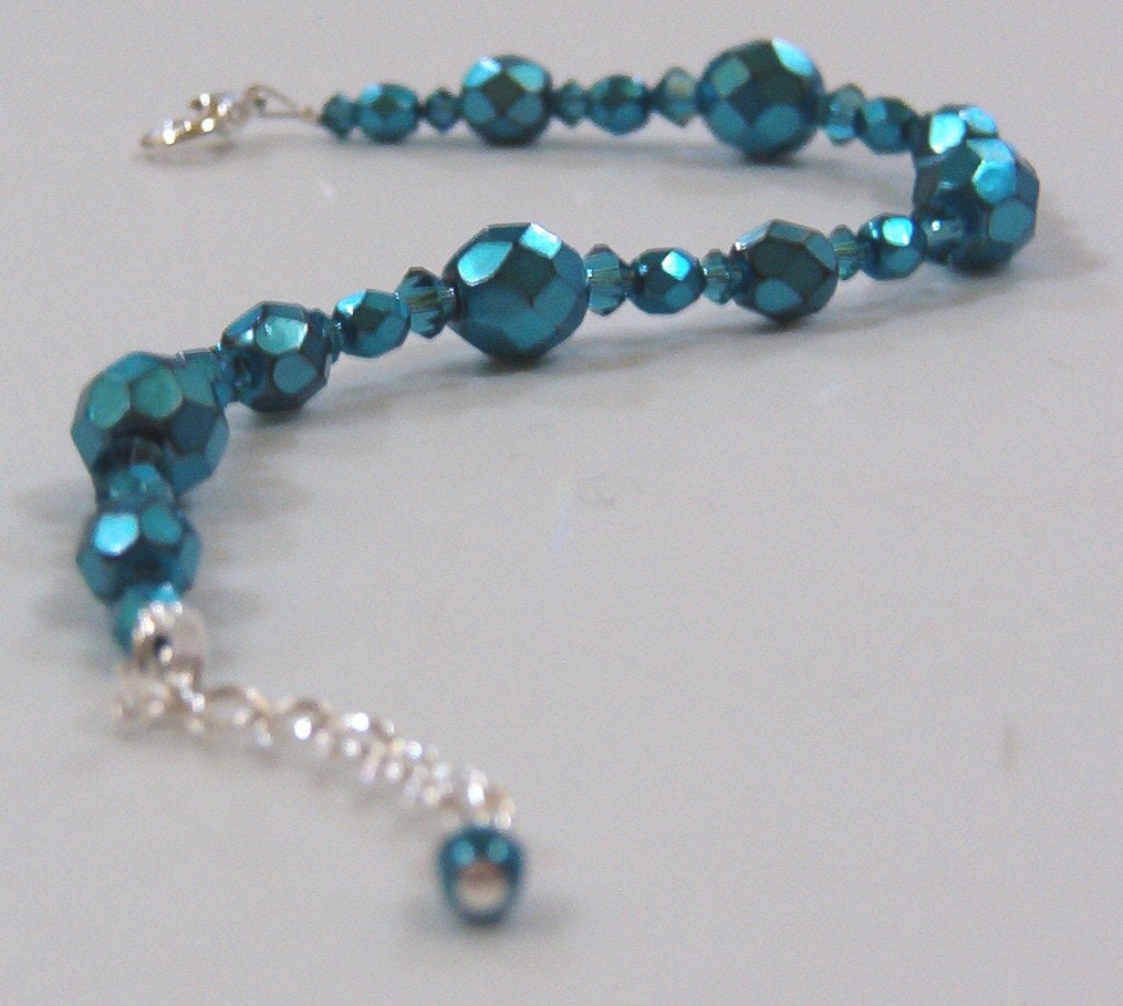 Indicolite Swarovski Kristalle Armband Aqua Carmen Feuerpolierte Perlen Indicolite Swarovski Kristalle Armband Aqua Carmen Feuerpolierte Perlen von CharmedGifts