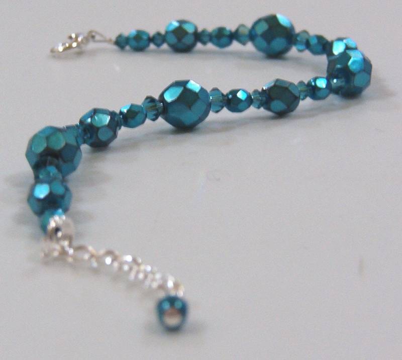 Indicolite Swarovski Kristalle Armband Aqua Carmen Feuerpolierte Perlen Indicolite Swarovski Kristalle Armband Aqua Carmen Feuerpolierte Perlen von CharmedGifts