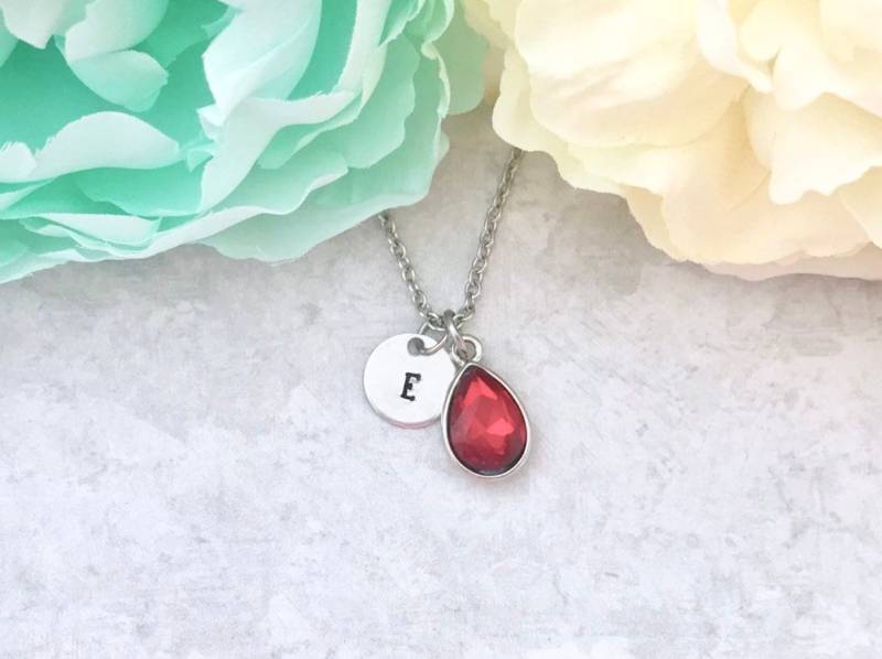 Initial Halskette Mit Geburtsstein von CharmedMetals