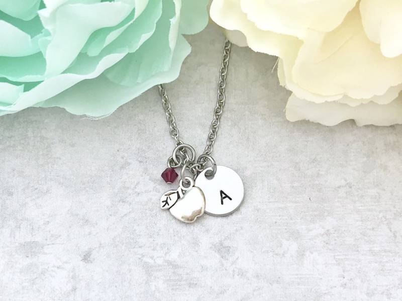 Lehrer Schätzen Schmuck-Personalisierter Schmuck-Apple-Halskette Für Lehrer-Personalisierte Geschenke von CharmedMetals