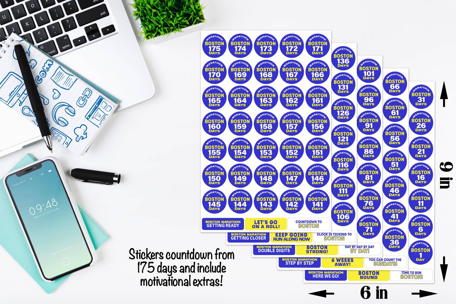 Boston Marathon 26, 2 Miles Countdown To Race Day Sticker Sheets Für Kalender Planer Whiteboards Laufgeschenke Läufer Boston Marathon 26, 2 Miles Countdown To Race Day Sticker Sheets Für Kalender Planer Whiteboards Laufgeschenke Läufer von CharmedRunning