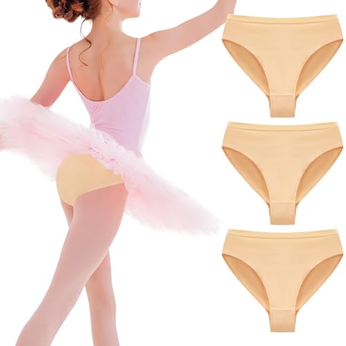 Charmi Mädchen Unterhosen Dance Ballett Unterwäsche Einfarbig 3er-Pack Beige 140-146 (Herstellergröße 150) von Charmi