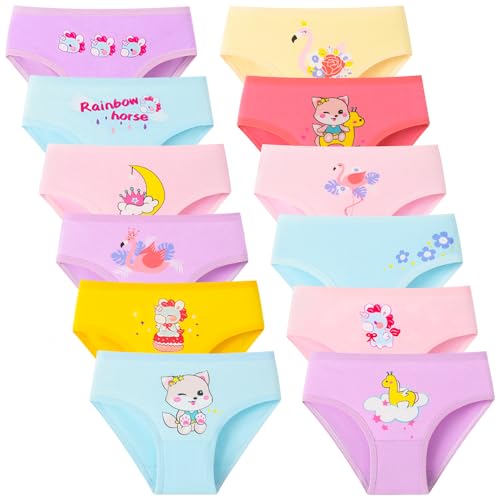 Charmi Mädchen Unterhosen Slips Unterwäsche Baumwolle 12er-Pack Schwein Bär Hamster 122-128 (Herstellergröße L) von Charmi