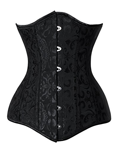 Charmian Damen 26 Stahlstäbchen Brokat Unterbrust Taille Training Cincher Korsett Schwarz 5X-Groß von Charmian