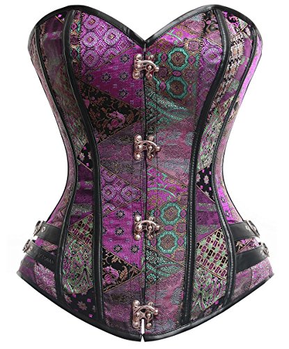 Charmian - Damen Vollbrustkorsett mit Stahlstäbchen - Figurformend - Steampunk Beauty - Violett - Größe 4XL von Charmian