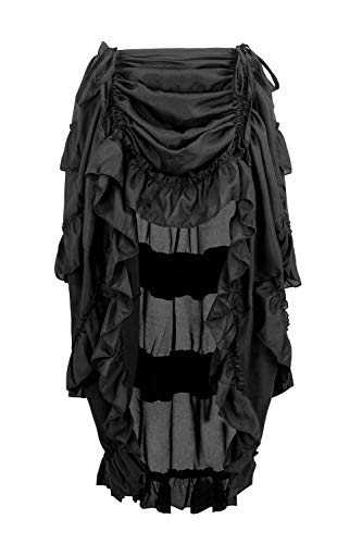 Charmian Women's Steampunk Gothic High Low Cyberpunk Skirt Black Medium von Charmian