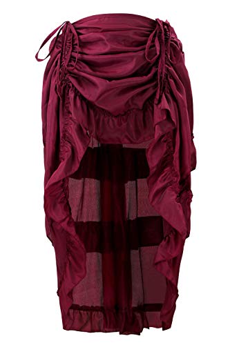 Charmian Women's Steampunk Gothic Victorian Cyberpunk High Low Ruffle Skirt Wine Red XX-Large von Charmian